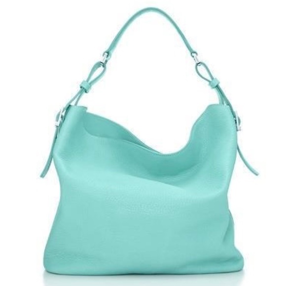 Tiffany Blue Grained Leather Hobo Bag - Picture 1 of 8